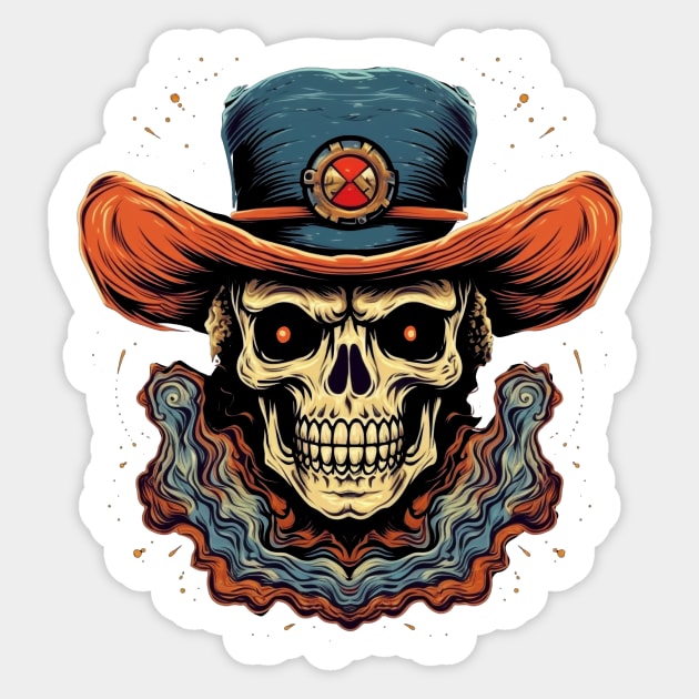 Cowboy Magic Voodoo Witch Doctor Skull Sticker by TOKEBI